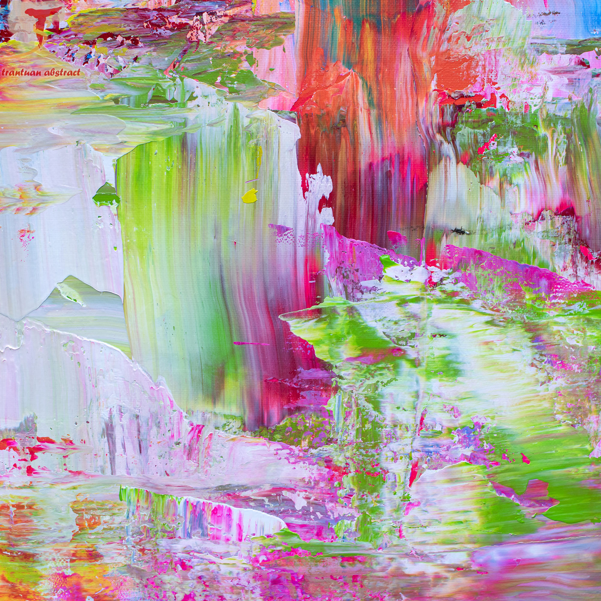 Tran Tuan Abstract Fairyland 135 x 80 x 5 cm Acrylic on Canvas Painting Detail
