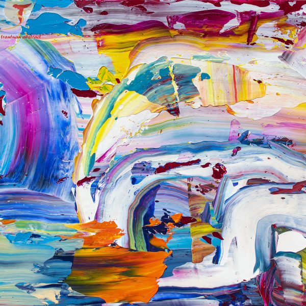 Tran Tuan Abstract Rainbow and Rain 2021 135 x 80 x 5 cm Acrylic on Canvas Painting Detail (1)