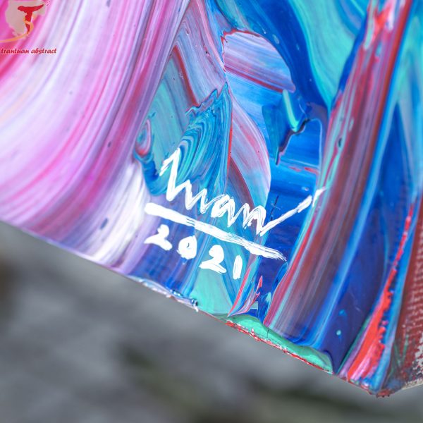Tran Tuan Abstract Rainbow and Rain 2021 135 x 80 x 5 cm Acrylic on Canvas Painting Detail