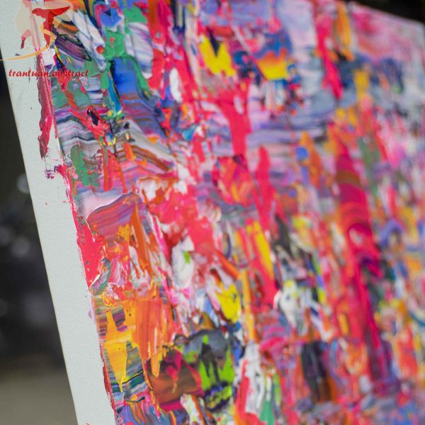 Tran Tuan Abstract Festival Dances 2021 135 x 80 x 5 cm Acrylic on Canvas Painting Detail (1)