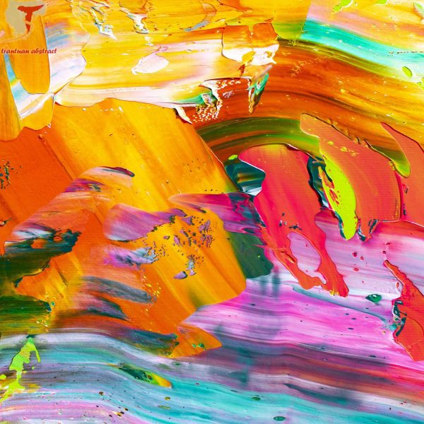 Tran Tuan Abstract Rainbow and Sea 2021 135 x 80 x 5 cm Acrylic on Canvas Painting Detail