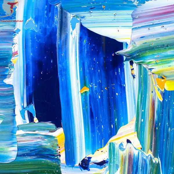 Tran Tuan Abstract Happy Blue Night 2021 135 x 80 x 5 cm Acrylic on Canvas Painting Detail