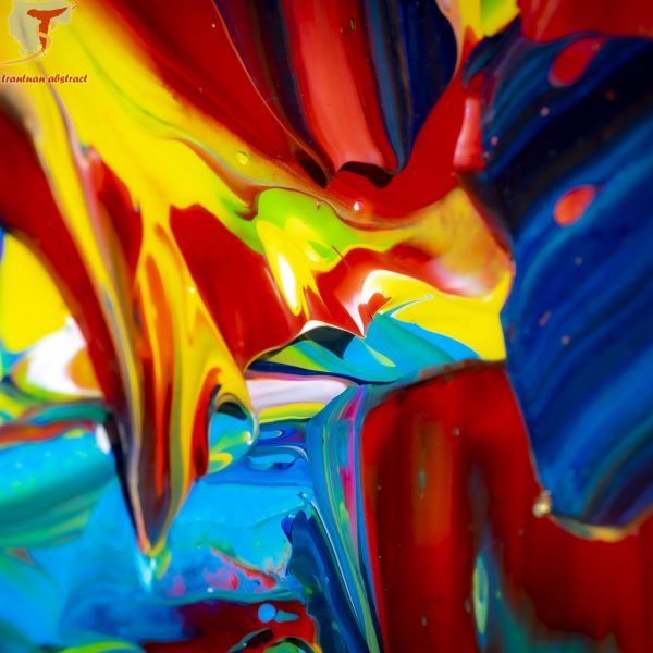 Tran Tuan Abstract Lamp Dance in Festival Night 2021 95 x 68 x 5 cm Acrylic on Canvas Painting Detail