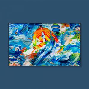 Tran Tuan Abstract Sea and Sun 135 x 80 x 5 cm Acrylic on Canvas Painting