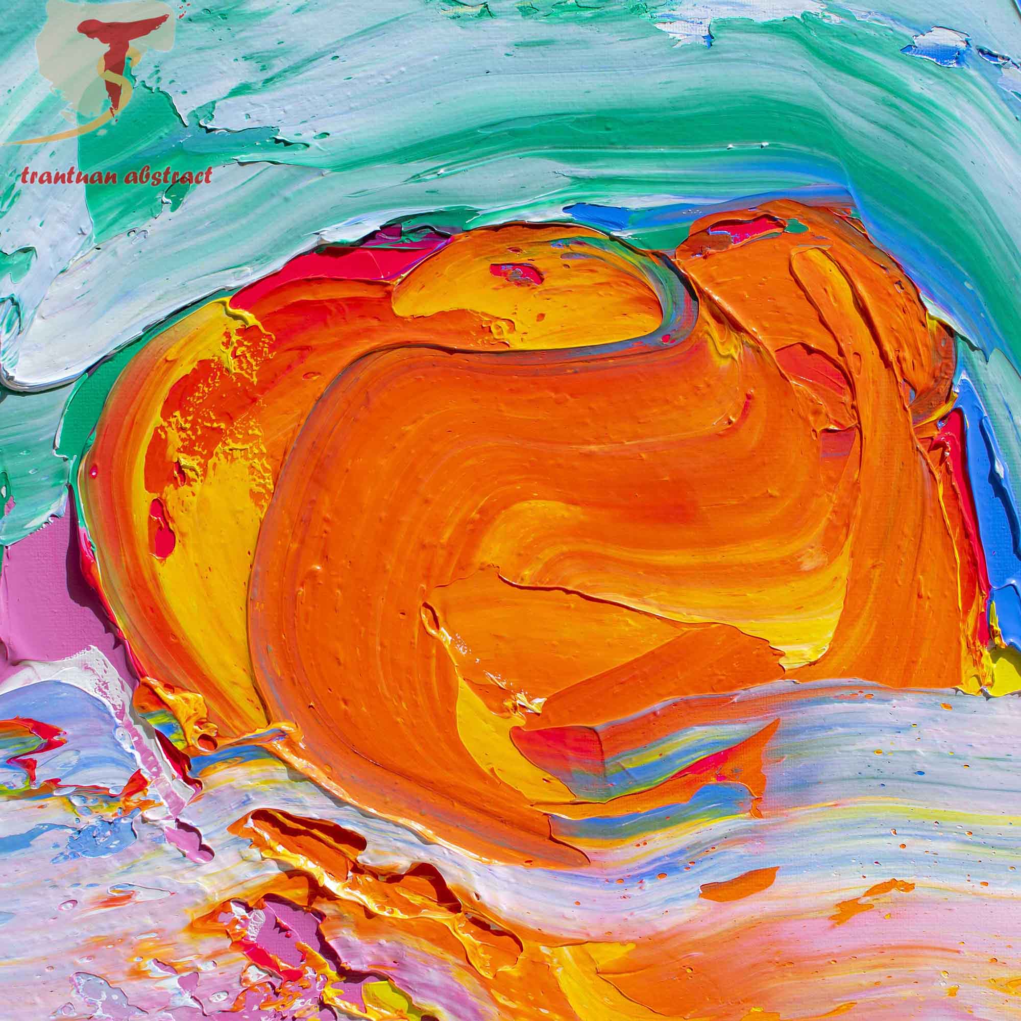 Tran Tuan Abstract Sun on the Waves 2021 135 x 80 x 5 cm Acrylic on Canvas Painting Detail s (27)