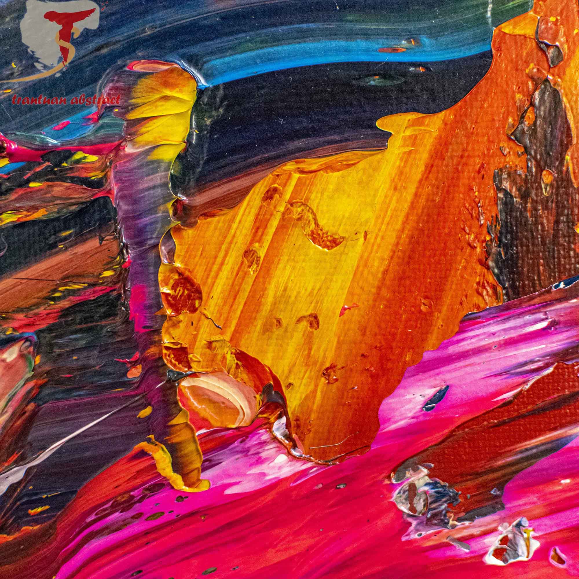 Tran Tuan Abstract Vibrant Warmth 2021 120 x 100 x 5 cm Acrylic on Canvas Painting Detail s (25)